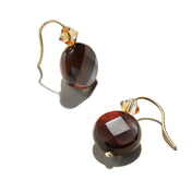 Tiger's Eye Gemstone Earrings, Burnt Red