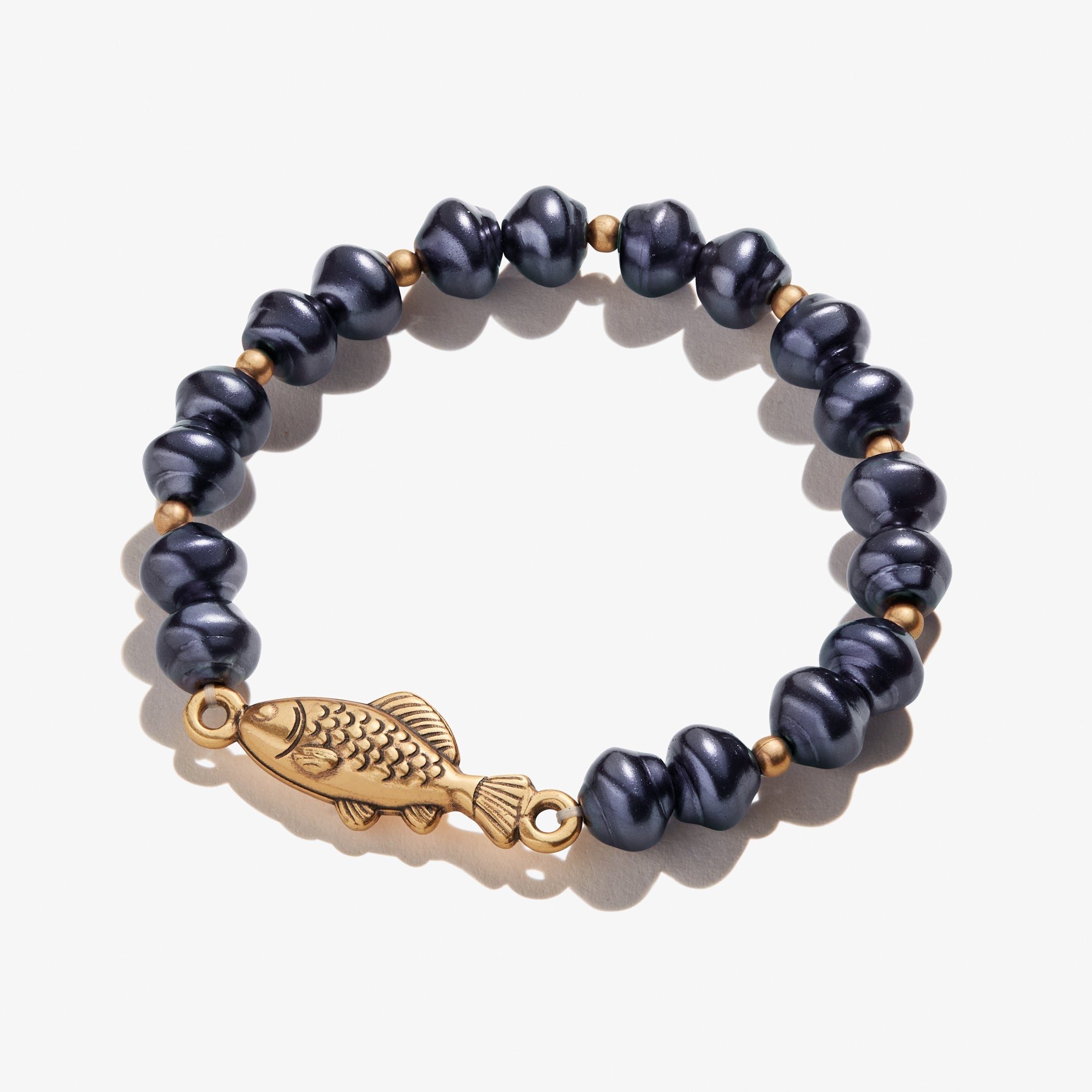 Pearl + Fish Beaded Stretch Bracelet