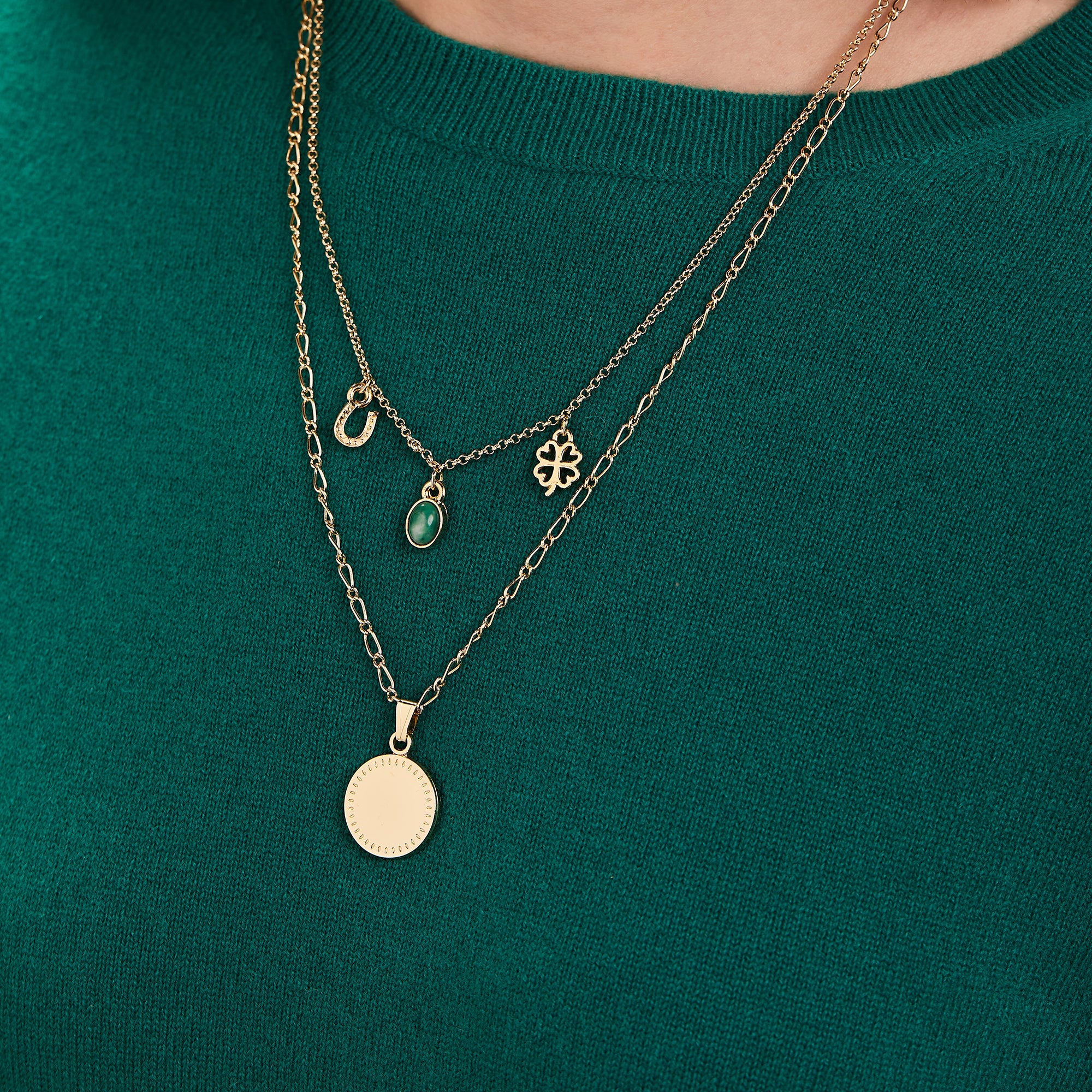Luck + Prosperity Multi-Charm Layered Necklace