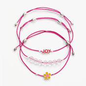 Joy Flower Cord Bracelets, Set of 3