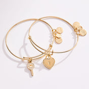 Pavé Key to Love Charm Bangle Bracelets, Set of 2