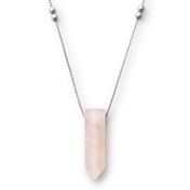 Rose Quartz Pendant Station Bead Necklace