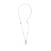Rose Quartz Pendant Station Bead Necklace