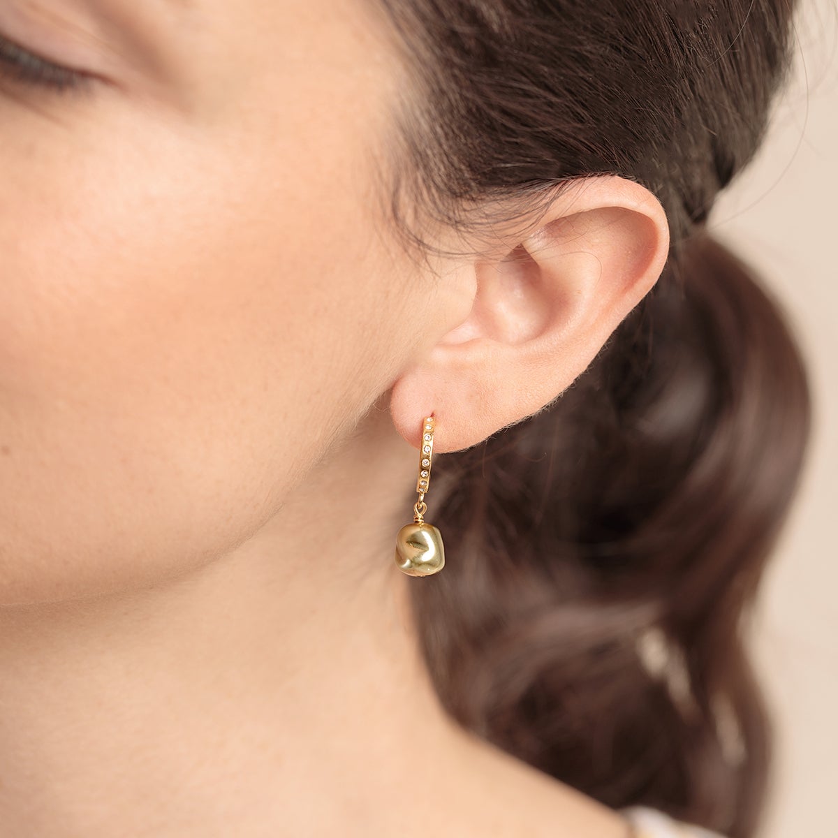 Pavé Pearl Hoop Earrings