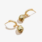 Pavé Pearl Hoop Earrings