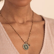 Tiger's Eye Gemstone + Saint Anthony Duo Charm Necklace